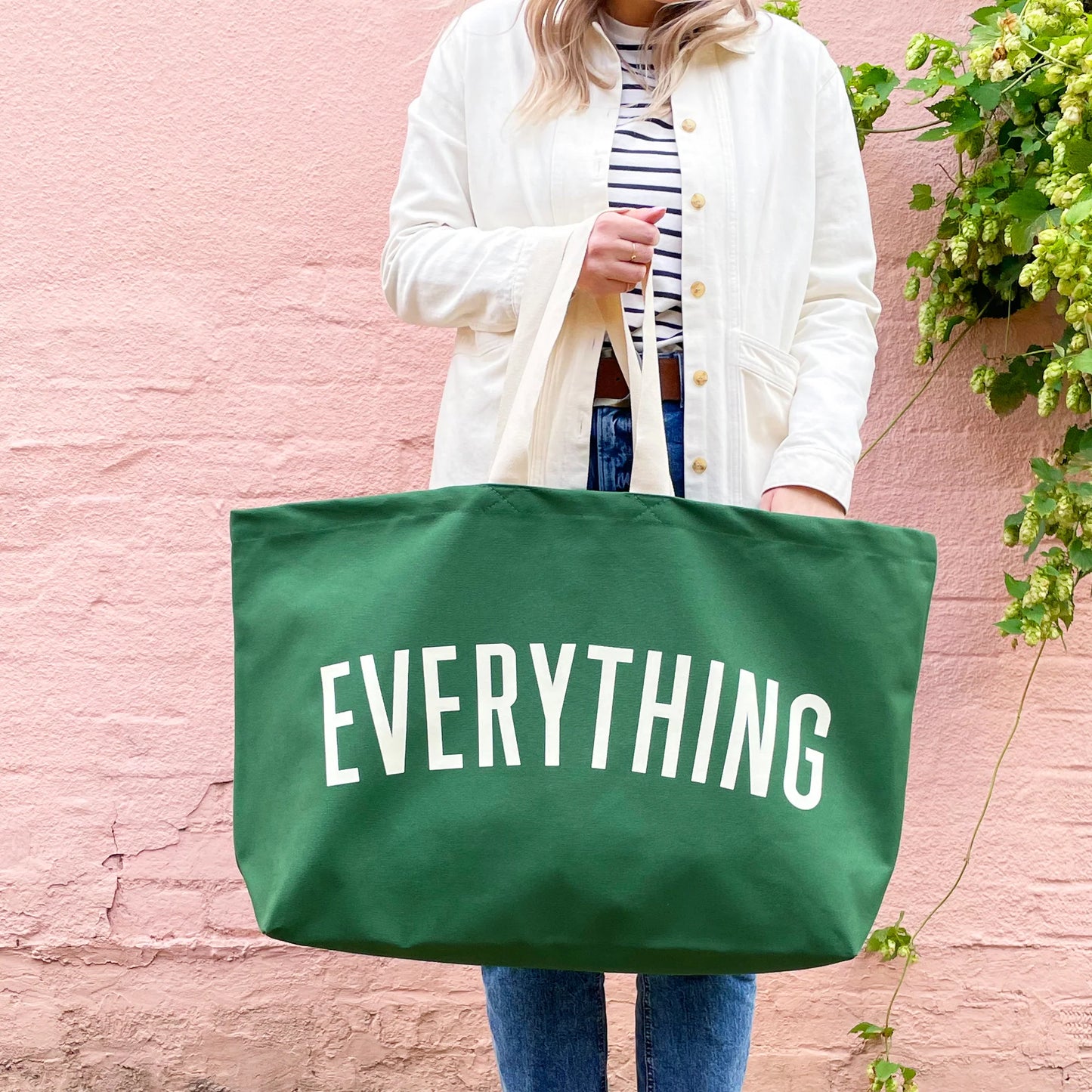 Alphabet Bags - Everything Forest Green REALLY BIG Tote Bag