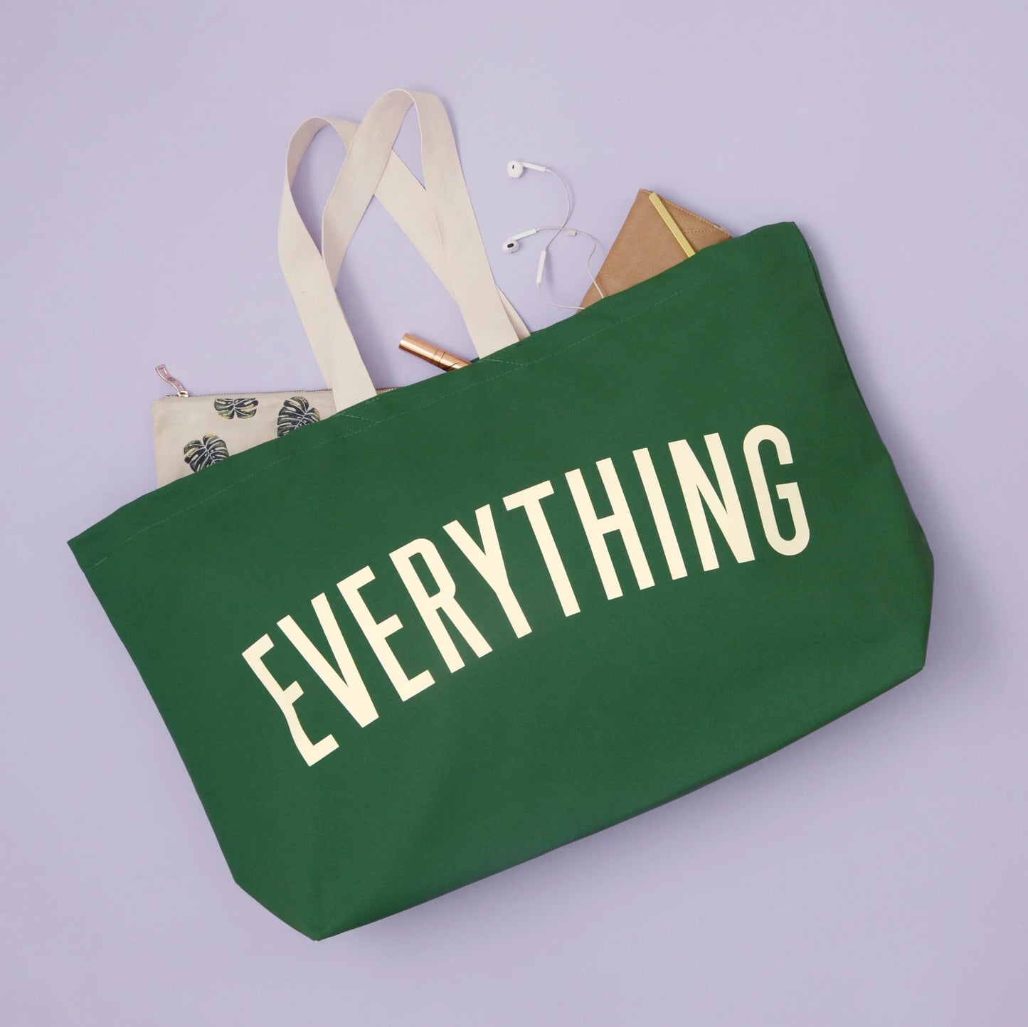 Alphabet Bags - Everything Forest Green REALLY BIG Tote Bag