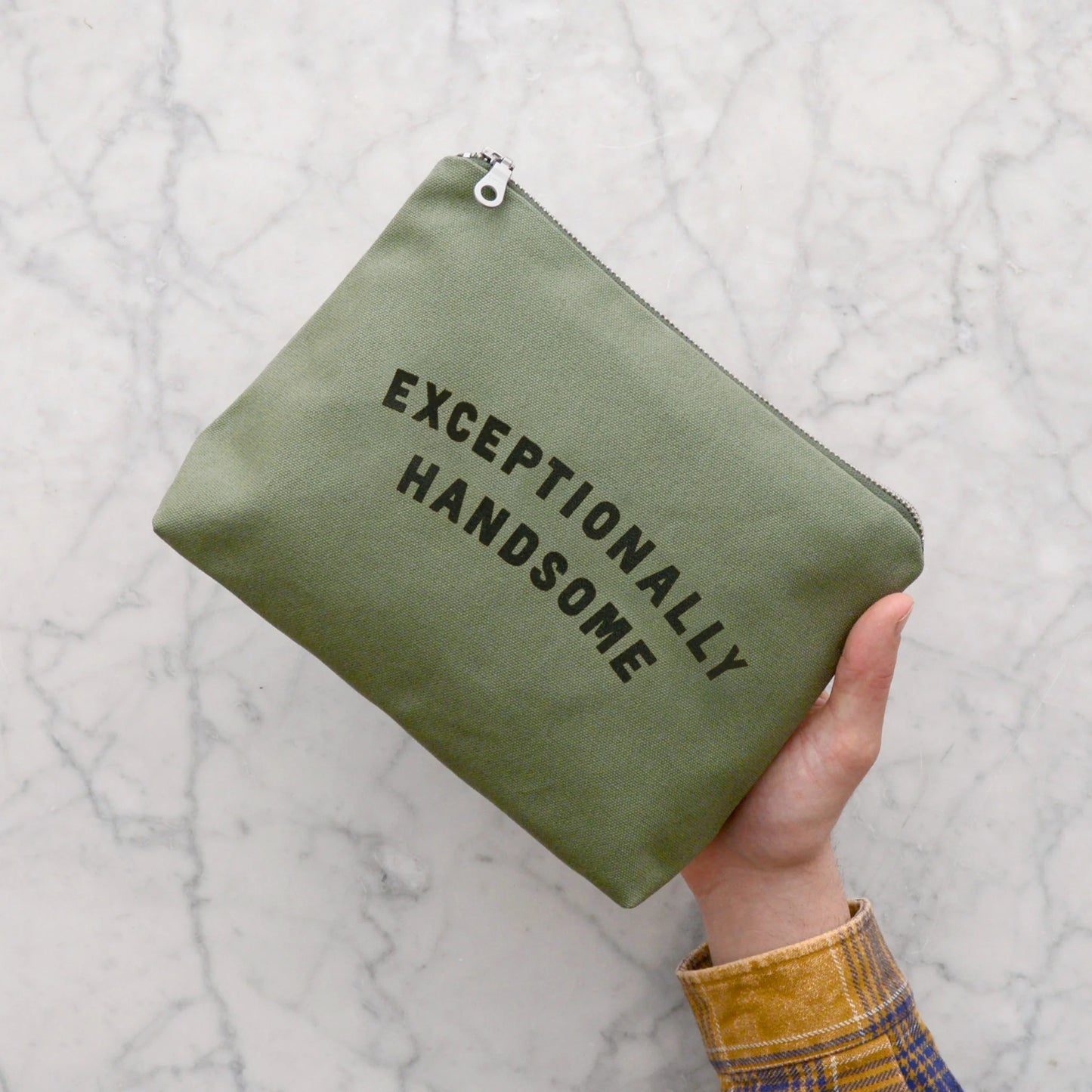 Exceptionally Handsome - Olive Canvas Wash Bag