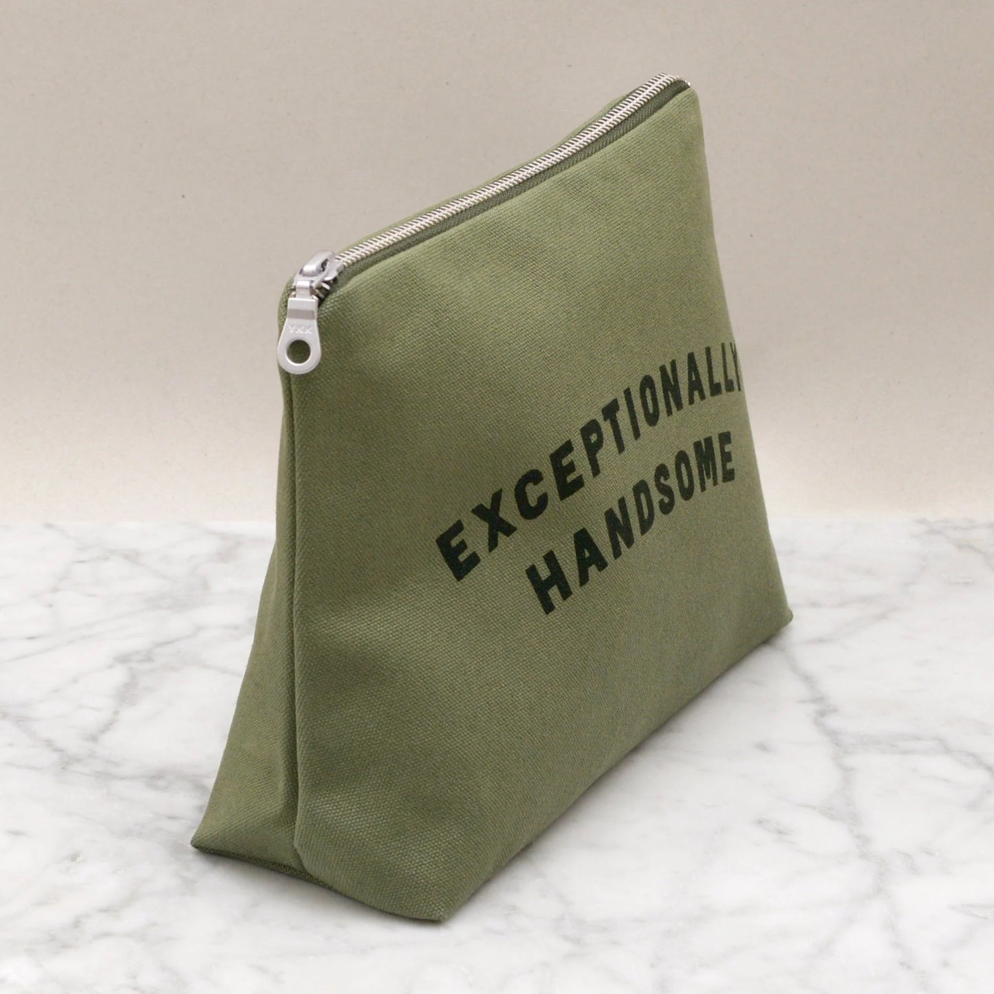 Exceptionally Handsome - Olive Canvas Wash Bag