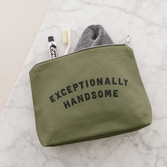 Exceptionally Handsome - Olive Canvas Wash Bag