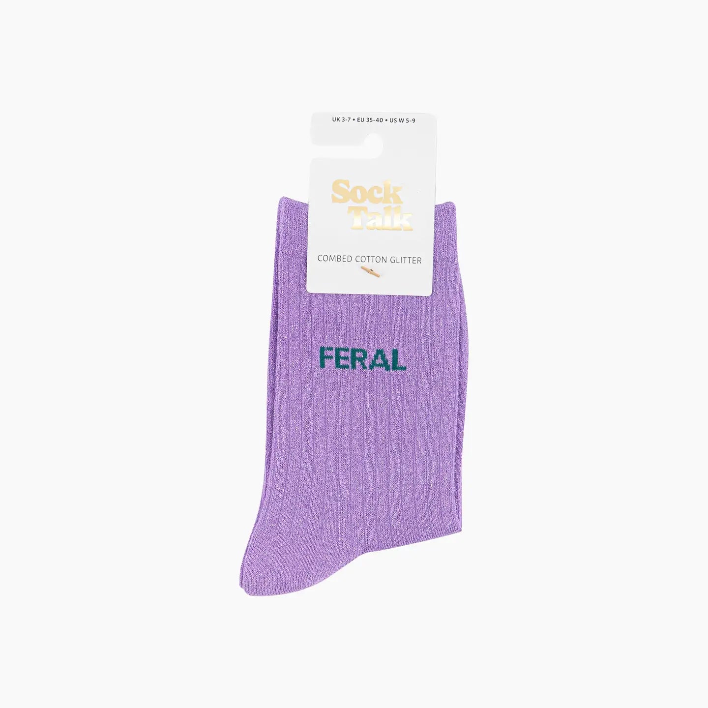 Feral Combed Cotton Glitter Socks in Lilac