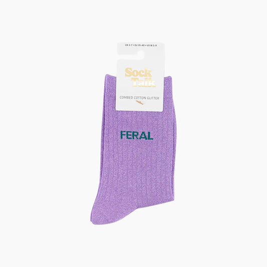 Feral Combed Cotton Glitter Socks in Lilac