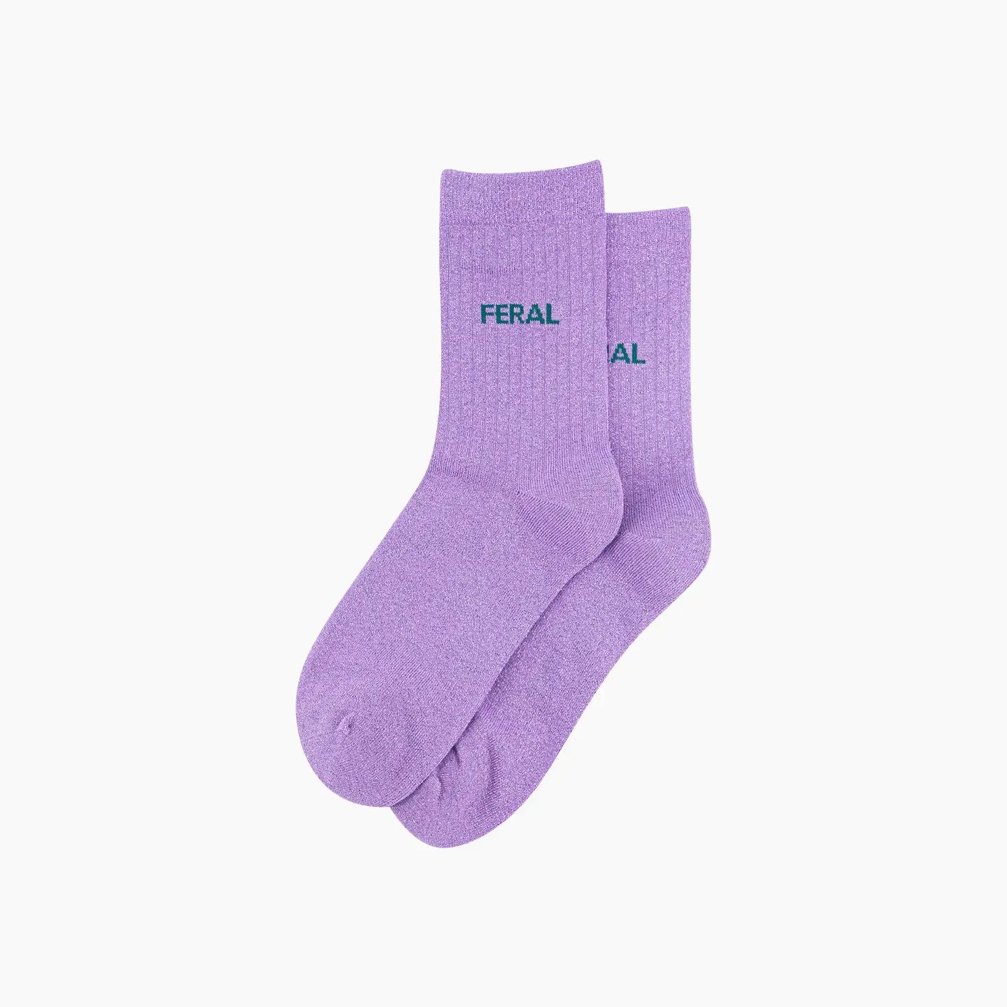 Feral Combed Cotton Glitter Socks in Lilac