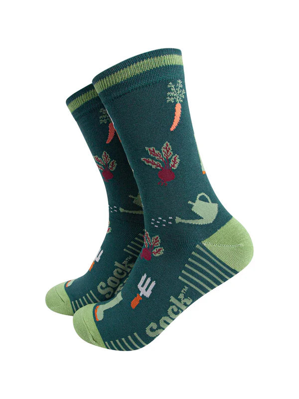 Vegetable Garden Bamboo Socks in Green Size 7-11