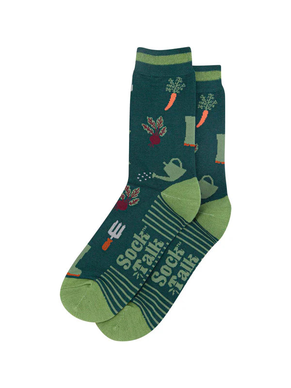 Vegetable Garden Bamboo Socks in Green Size 7-11