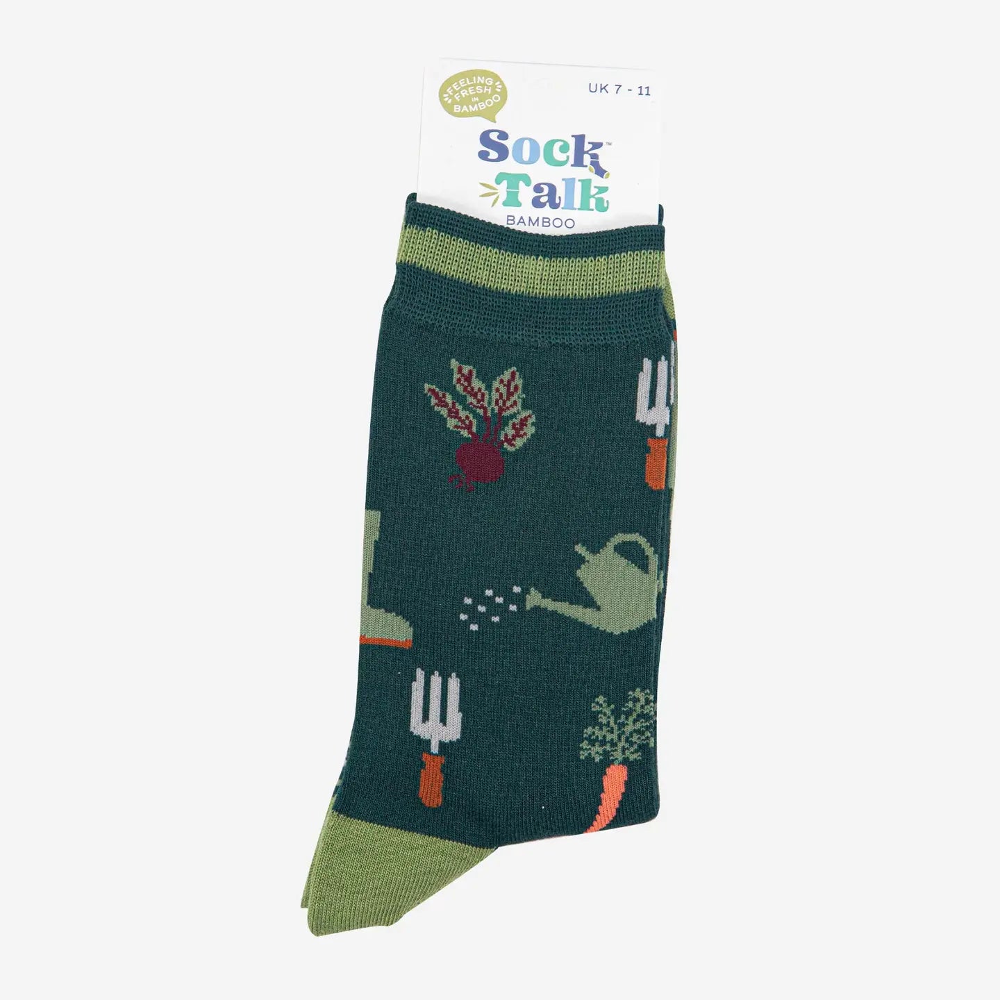 Vegetable Garden Bamboo Socks in Green Size 7-11