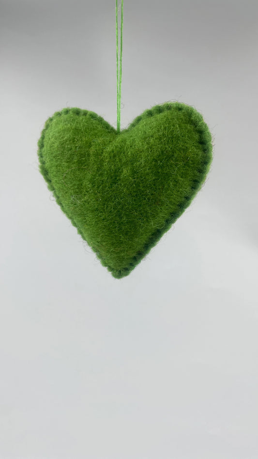 Handmade Green Felt Heart