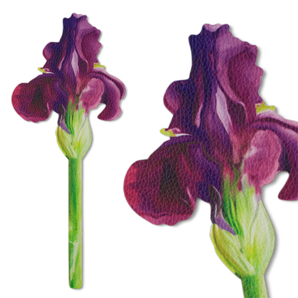Iris Faux Leather Flower Bookmark