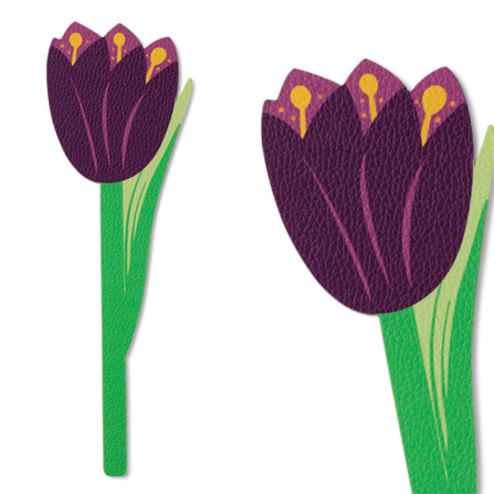 Purple Tulip Faux Leather Flower Bookmark