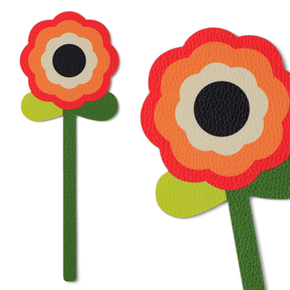 Retro Faux Leather Flower Bookmark