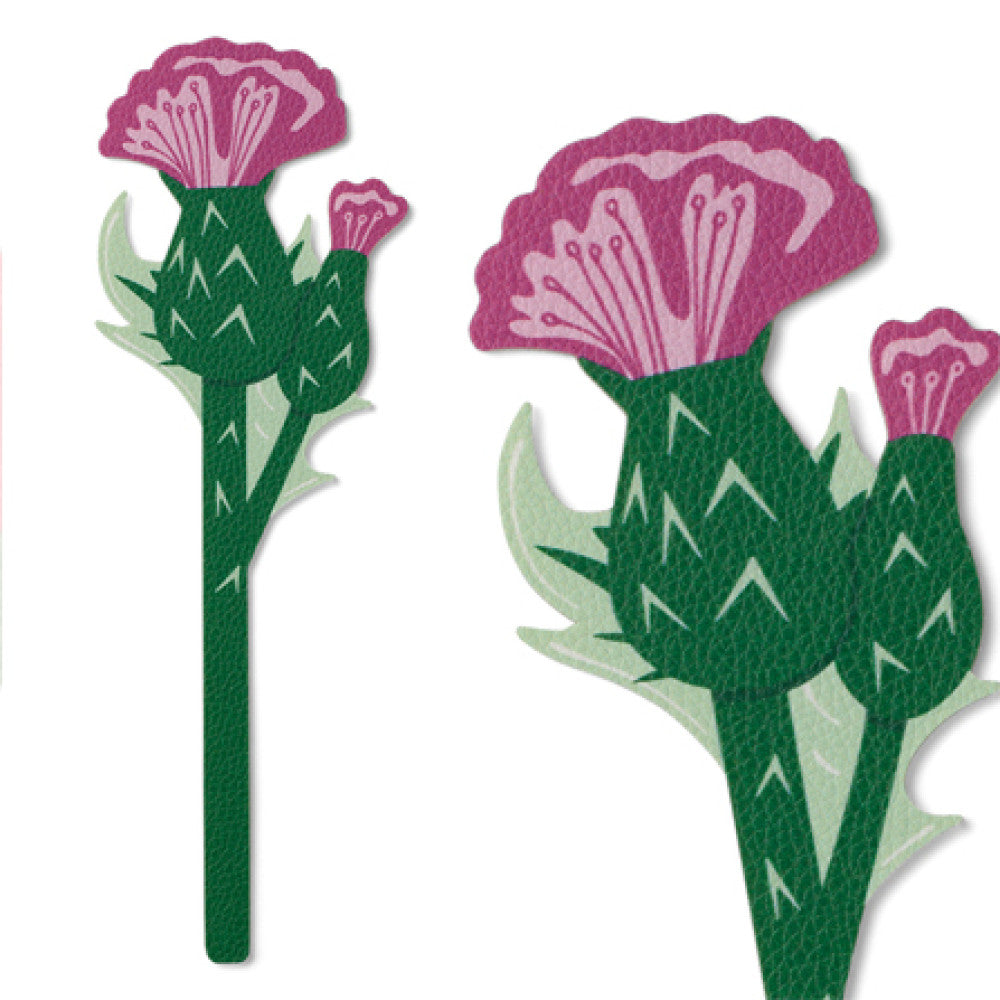 Thistle Faux Leather Flower Bookmark