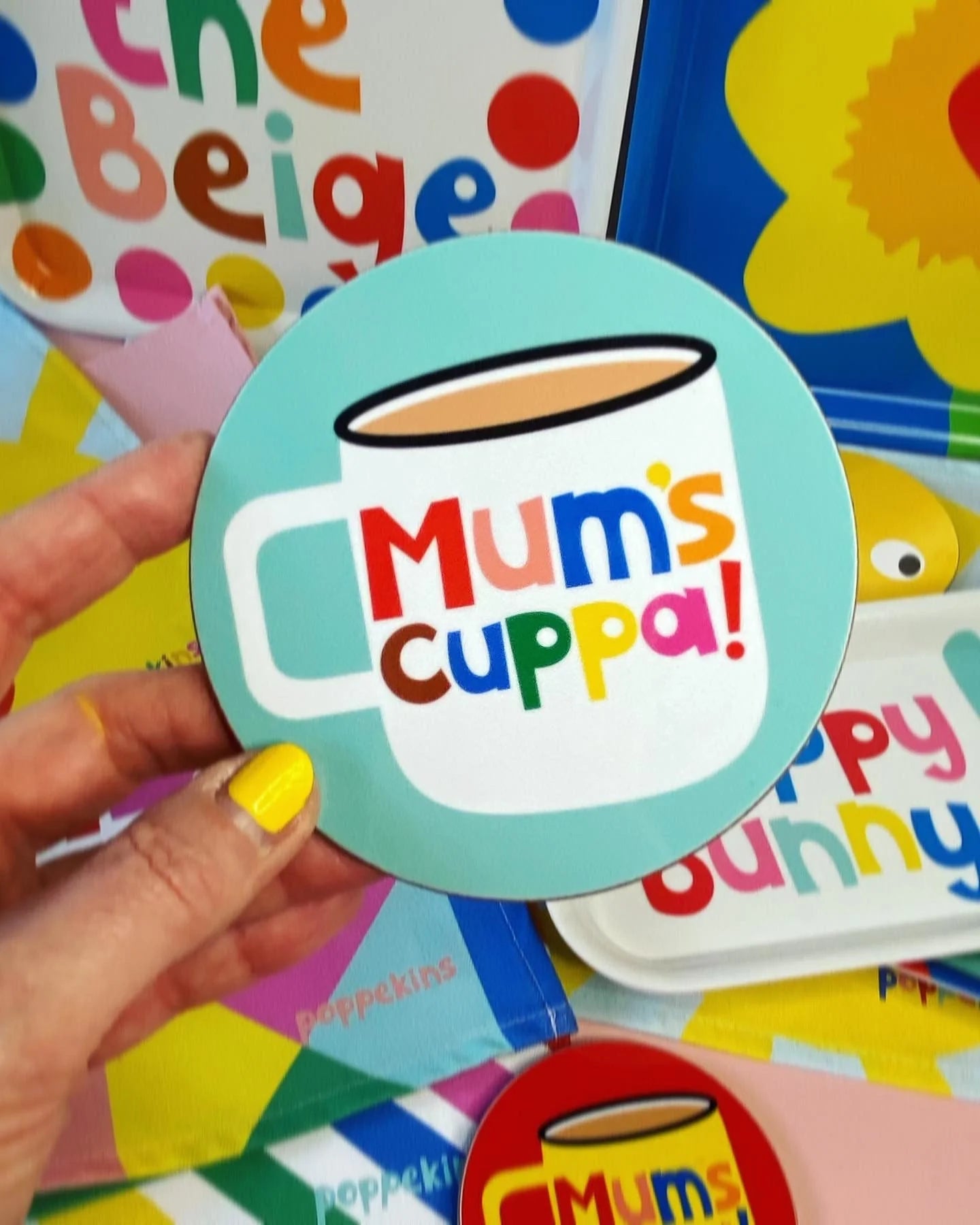Mum's Cuppa Coaster - blue background