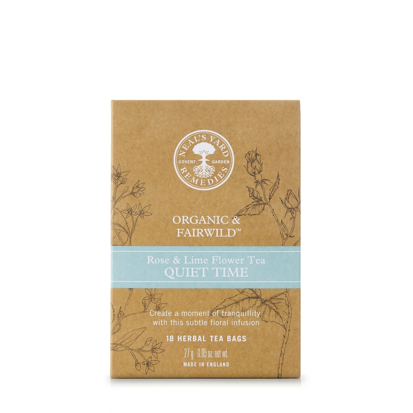 Quiet Time Tea with Rose & Lime flower  produced by Neal's Yard Remedies - 18 organic tea bags
