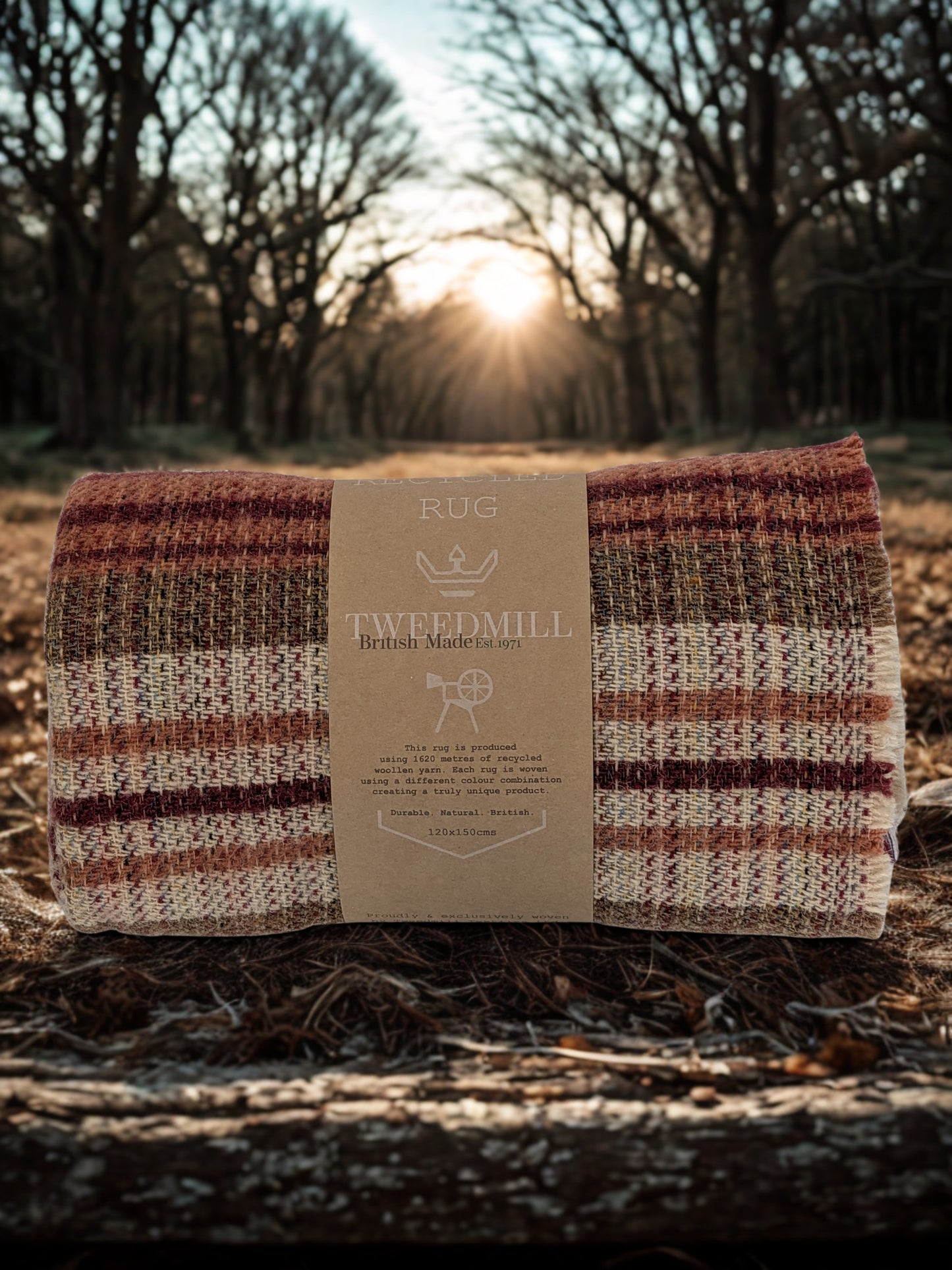 Tweedmill Recycled Rug 120x150cms - Claret and Cream Mix