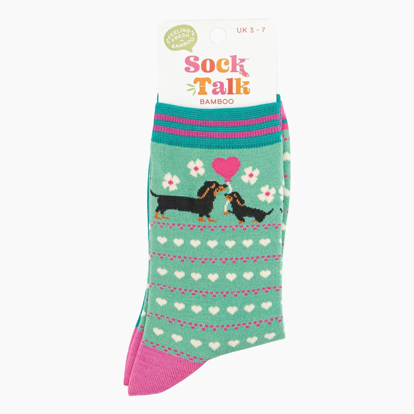 Sausage Dog & Puppy Mint Bamboo Socks